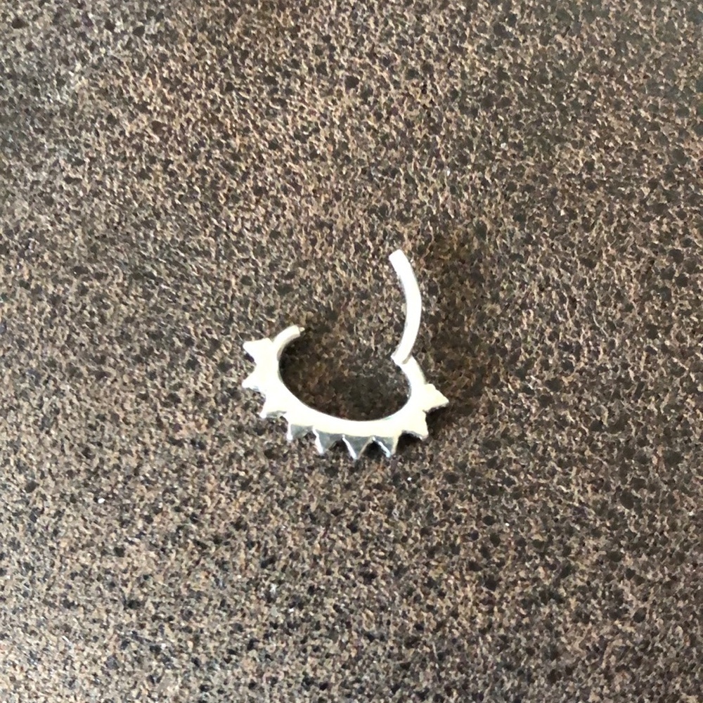 Silver Hoop Earring with Crystal Accents - Picture 2 of 2